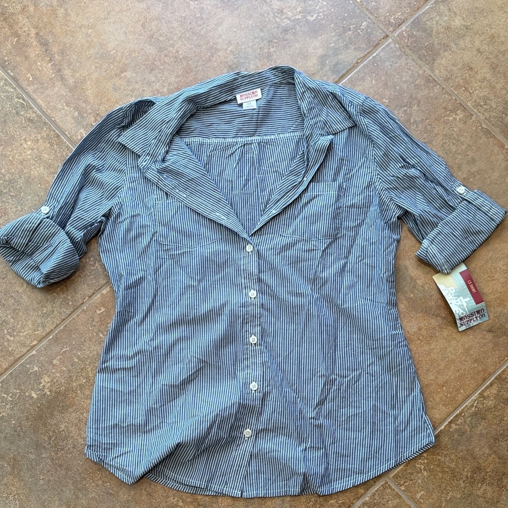 Mossimo Supply Co. Navy and White Striped Shirt